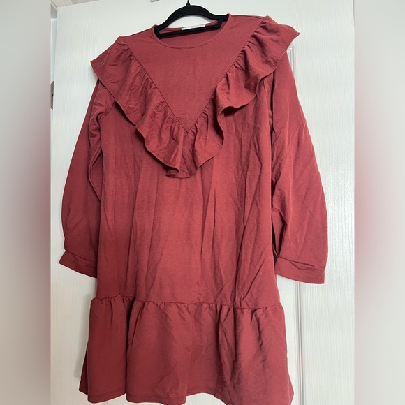 Mango Dresses & Skirts - Mango - Ruffled Drop Waist - Rust Red / Maroon Dress